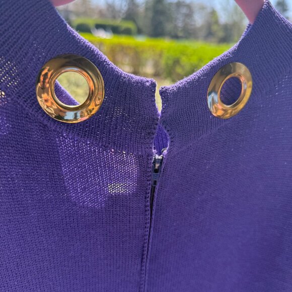 St. John by Marie Gray Vintage Purple Sweater Dress Grommets Size 12 EUC - Picture 5 of 9